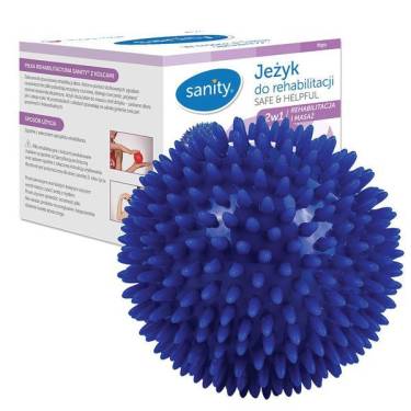 Minge Sanity Safe & Helpful - 2 in 1 - pentru reabilitare si masaj - 10 cm - tip arici - Bleumarin
