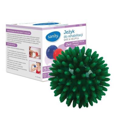 Minge Sanity Safe & Helpful - 2 in 1 - pentru reabilitare si masaj - 7 cm - tip arici - Verde inchis