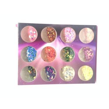 Set 12 decoratiuni unghii - Global Fashion - paiete ovale - Multicolor
